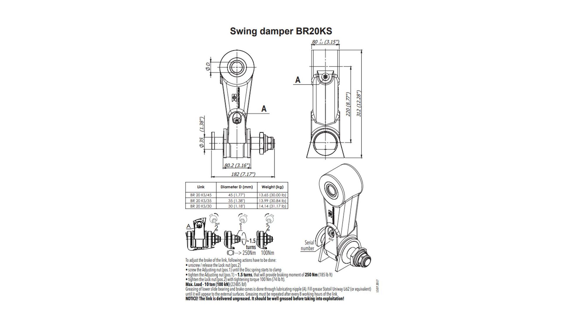 BR20KS/45 Подвеска с гасителем колебаний  Baltrotors