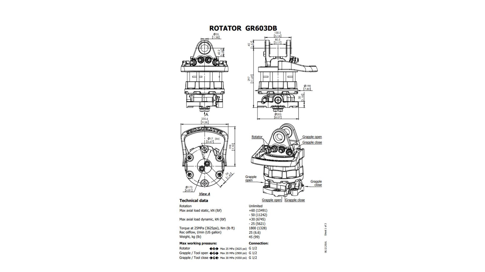 106103 / GR603DB Ротатор Baltrotors
