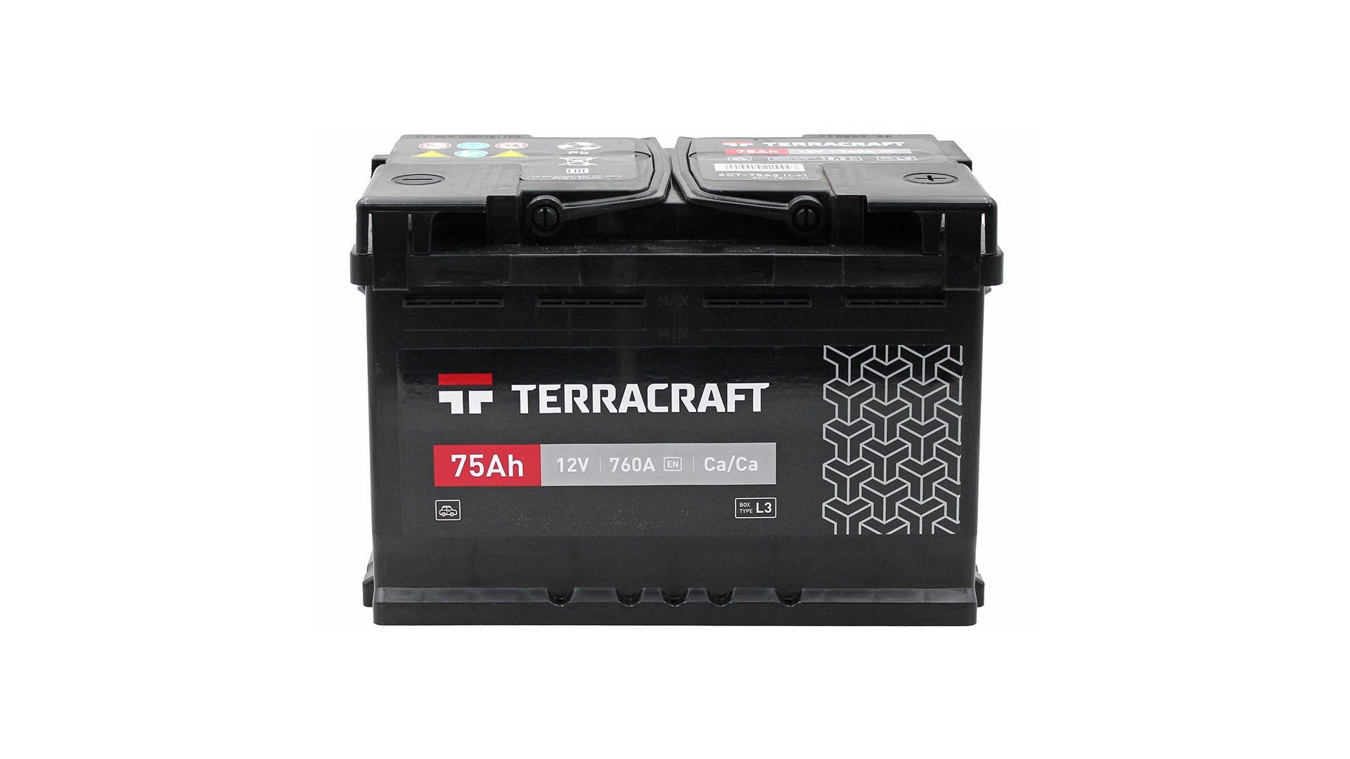 6CT-75(R+) TERRACRAFT Аккумулятор 12V 75Ah 760A полярность 0 обратная (конус) TERRACRAFT