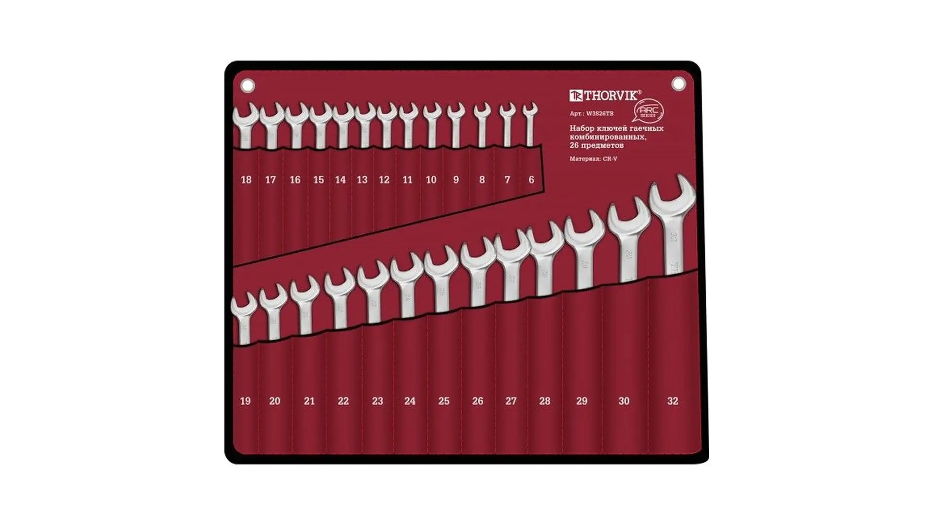 052610 Набор ключей комбинированных в сумке 6-32 мм, 26 предметов, W3S26TB Thorvik