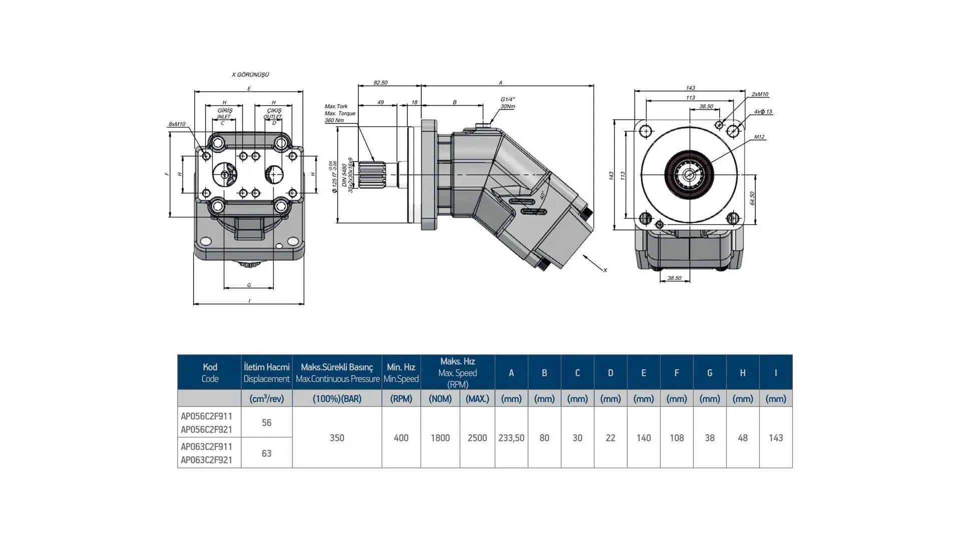 AP056C2F921 Насос гидравлический SAE C-16 T 56 правый  KAZEL HYDRAULIC