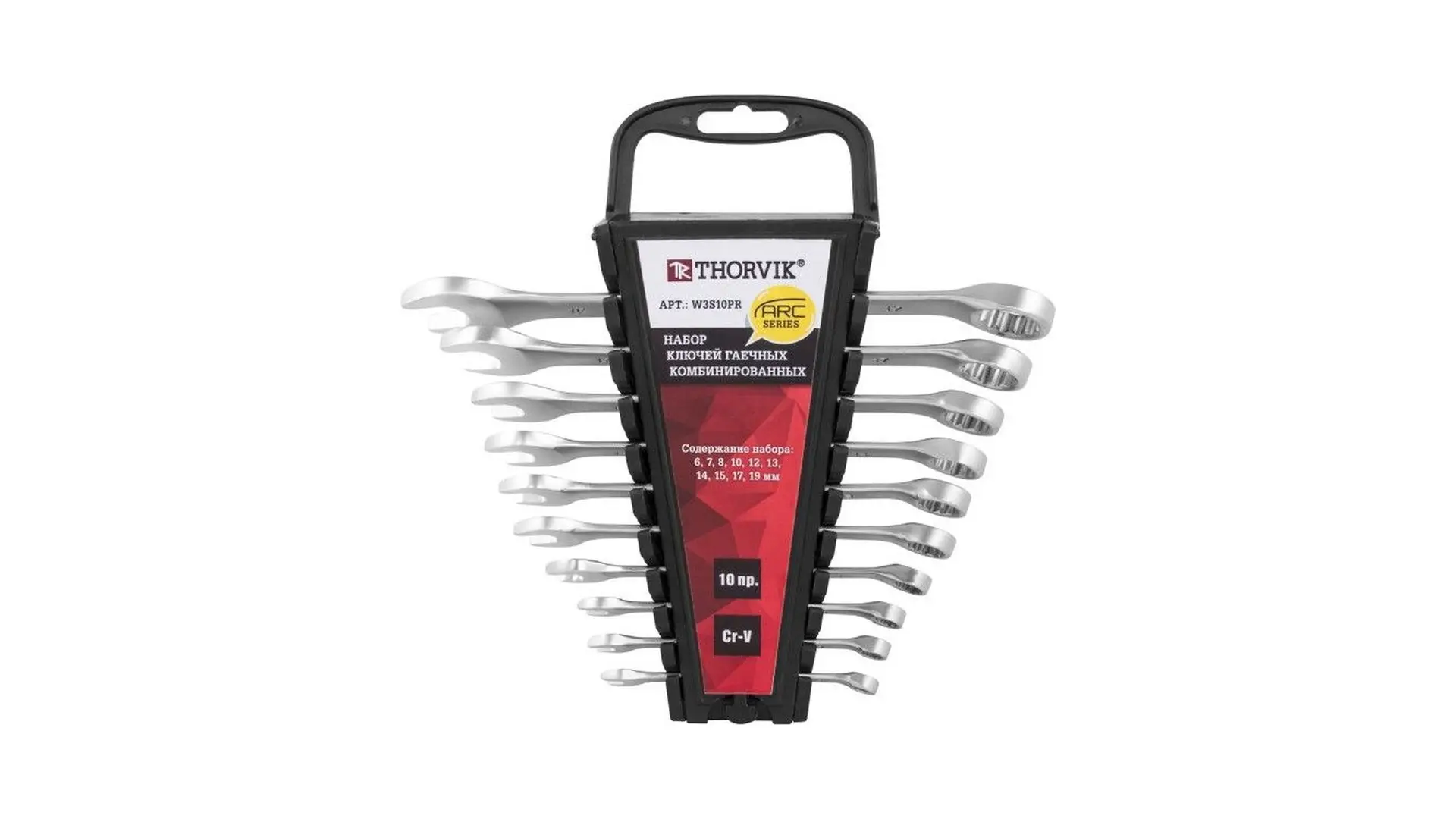 052627 Набор ключей комбинированных на держателе 6-19 мм, 10 предметов, W3S10PR Thorvik