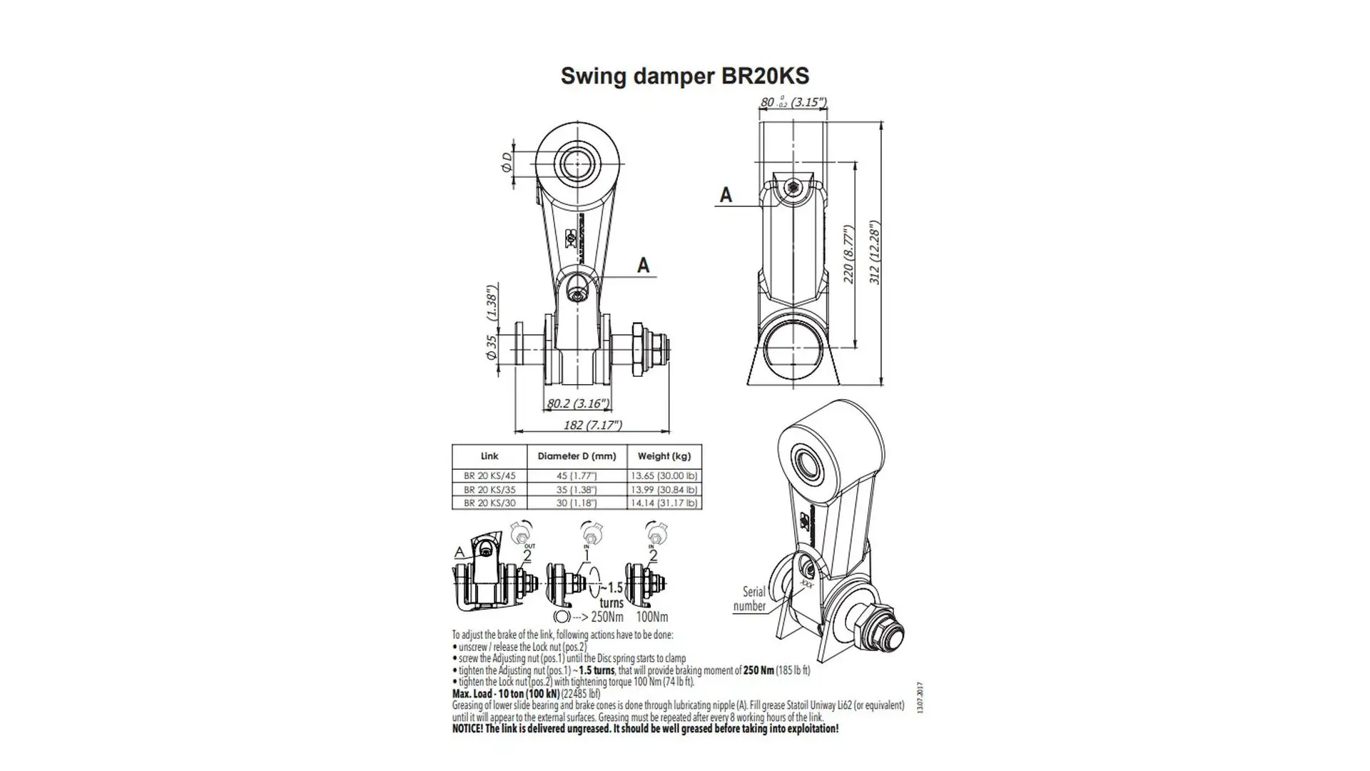 BR20KS/45 Подвеска с гасителем колебаний  Baltrotors