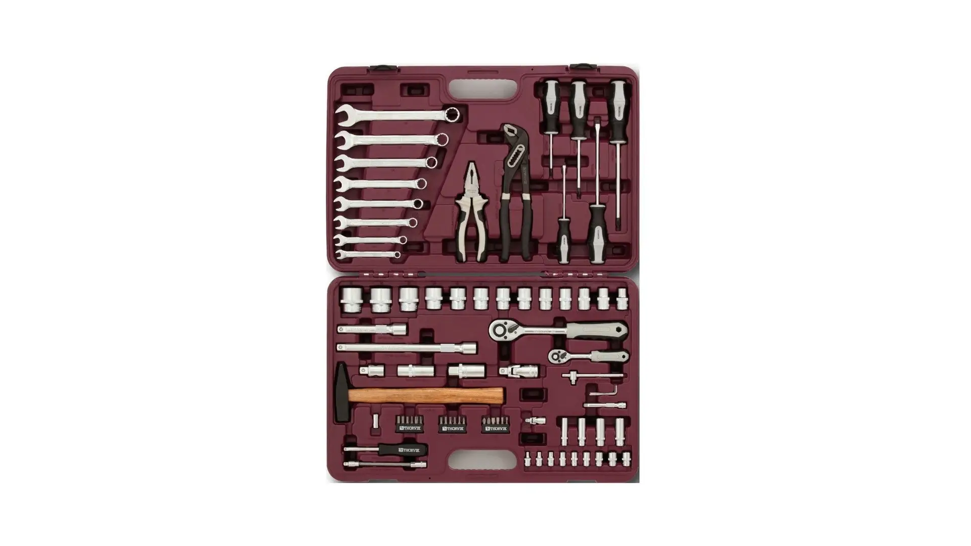 052802 Набор инструмента универсальный 1/4", 1/2" 77 предметов, UTS0077 Thorvik