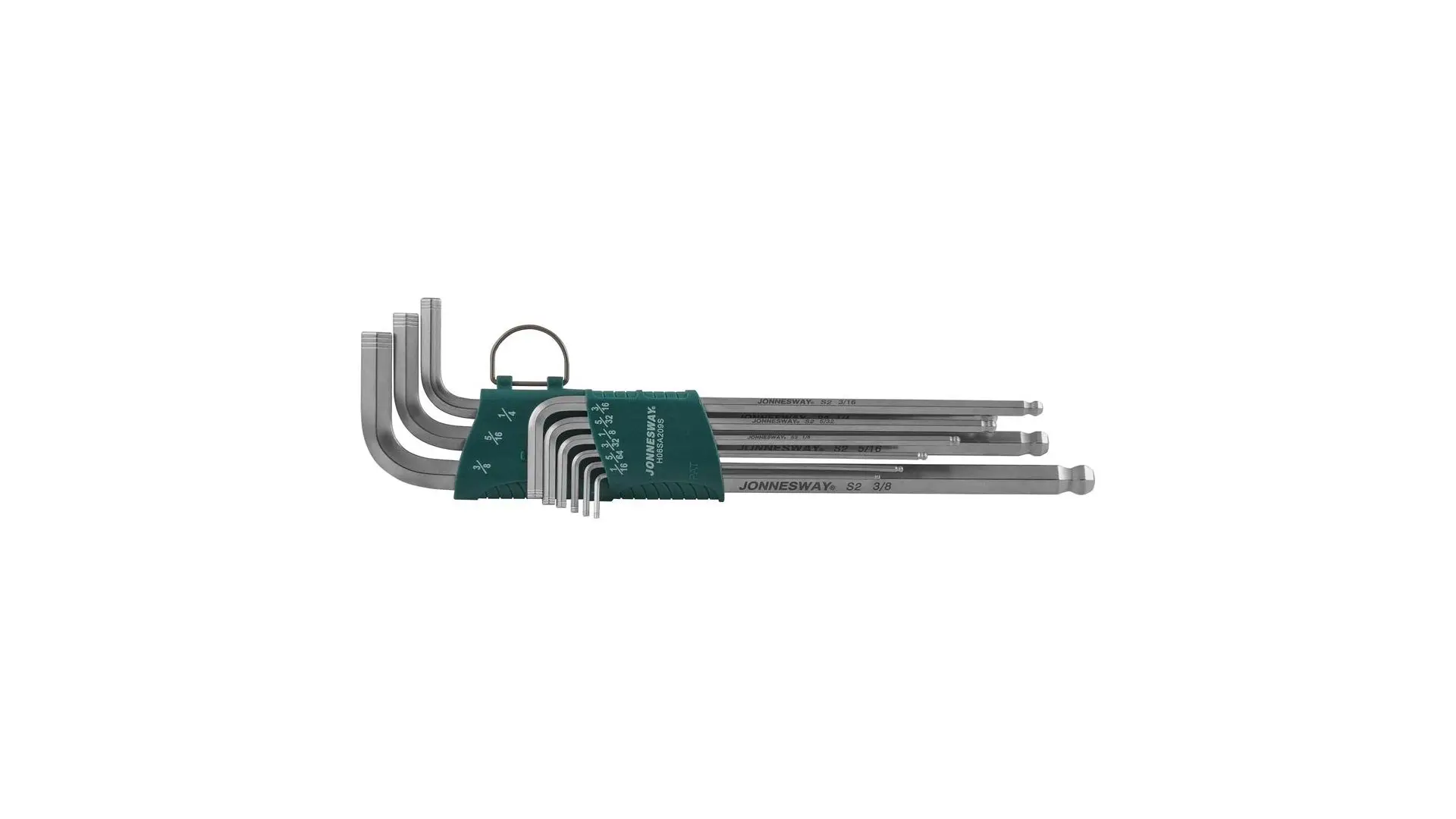 048823 Набор ключей торцевых шестигранных  EXTRA LONG с шаром 1/16"-3/8" 9 предметов, H06SA209S Jonnesway