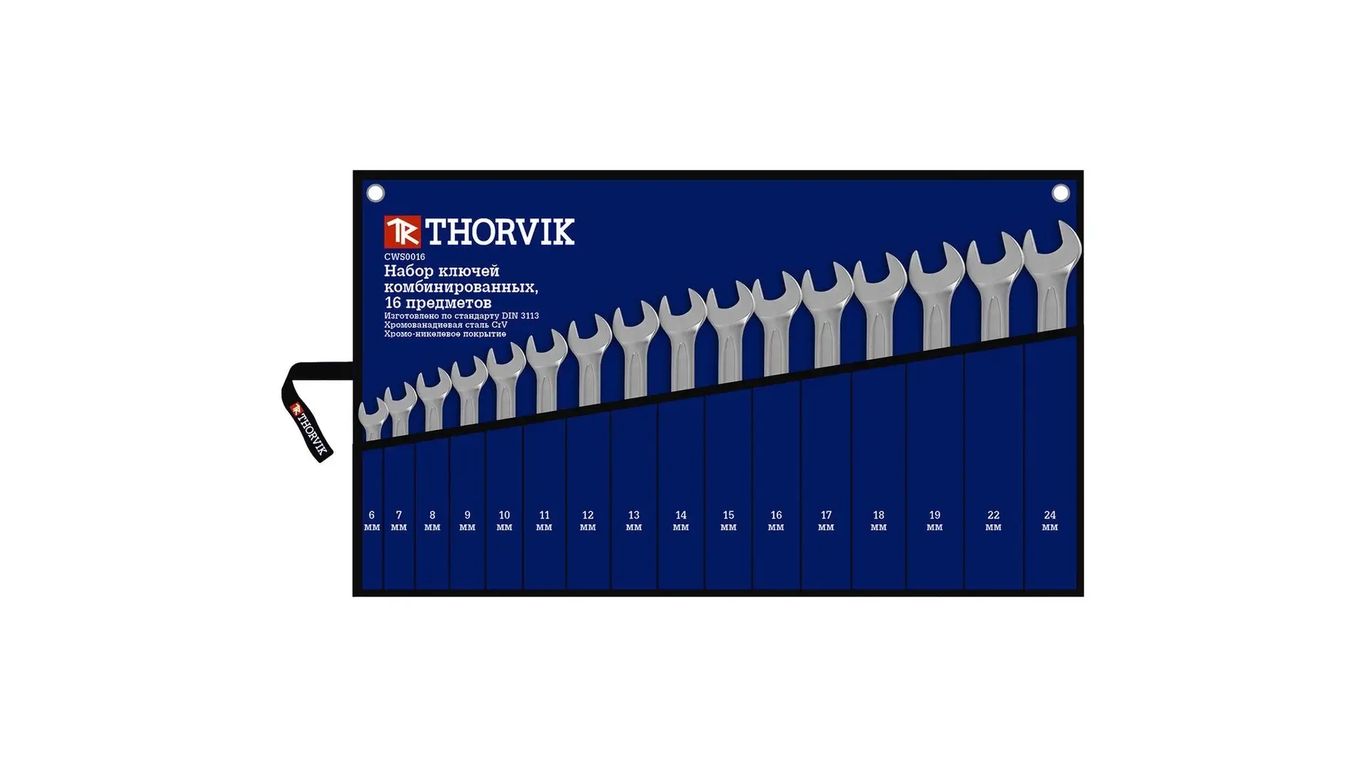 052048 Набор ключей комбинированных в сумке, 6-24 мм, 16 предметов, CWS0016 Thorvik