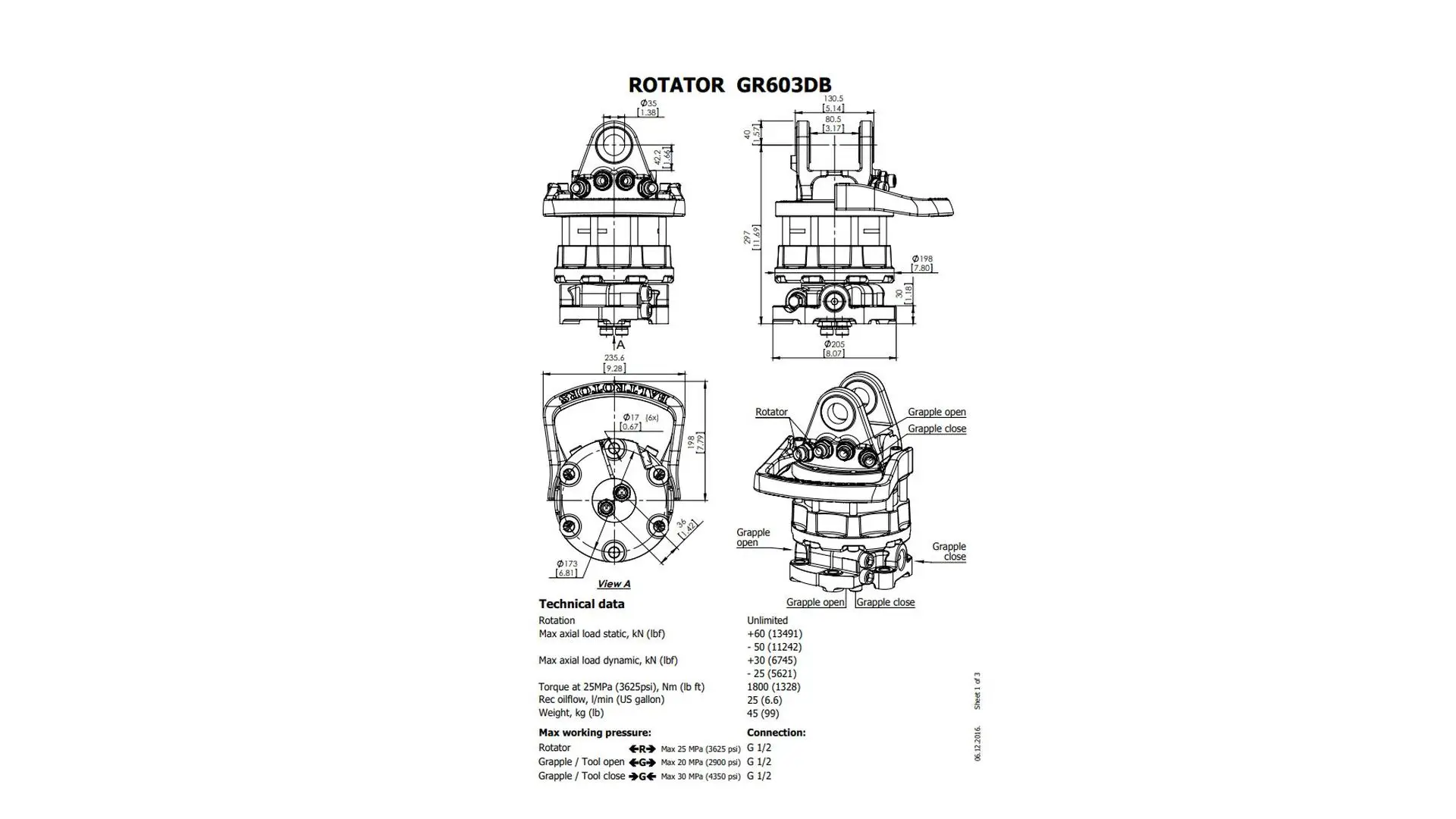 106103 / GR603DB Ротатор Baltrotors